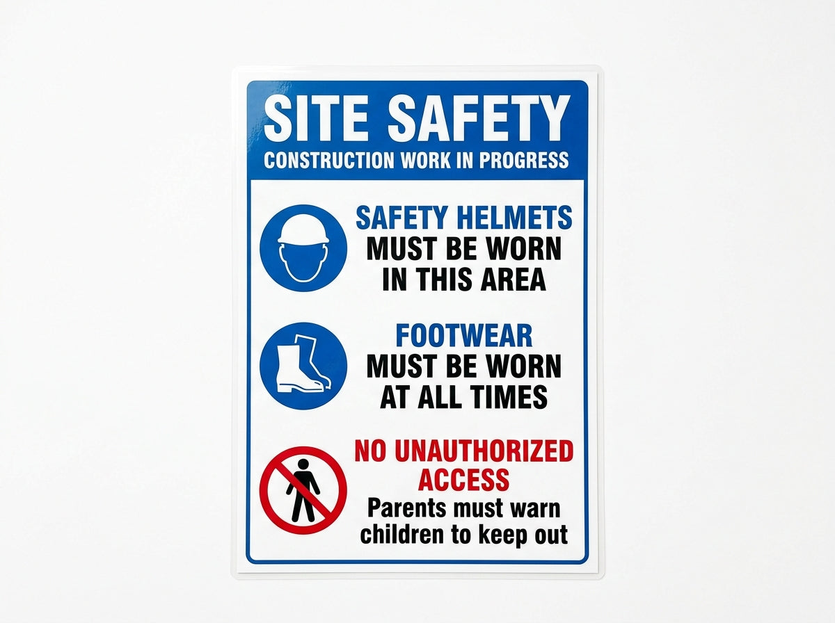 Site Safety Construction Work In Progress Sign (A4 Laminated Vinyl)
