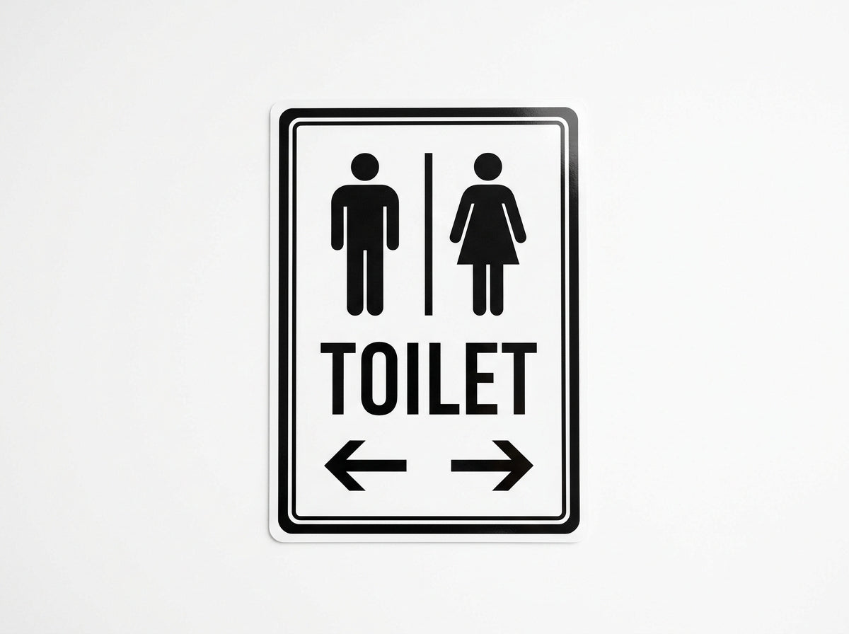 Minimalist Unisex Toilet Directional Sign (A4 Laminated Vinyl)