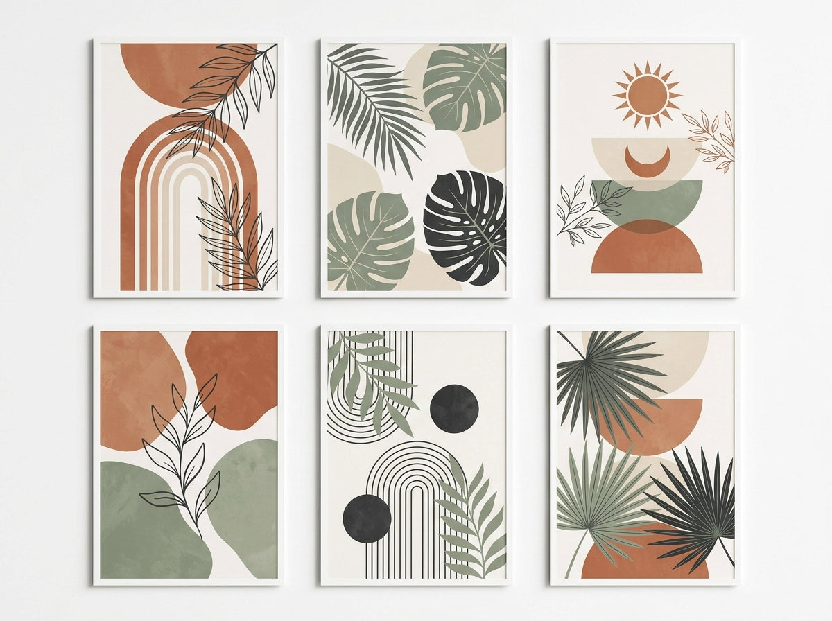 Complete Earth Tone Botanical & Abstract Gallery Set (Set of 6 – A4)